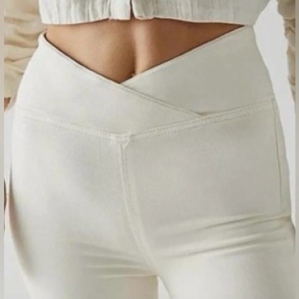 Free People Cream High-Rise Boot Cut Flare Pants